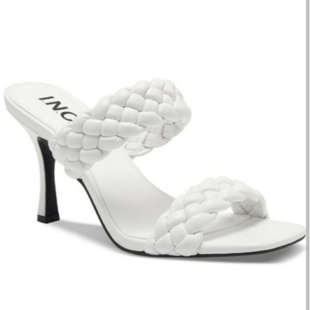 INC International Concepts Lyra Braided Sandals White -8.5 - Picture 1 of 9